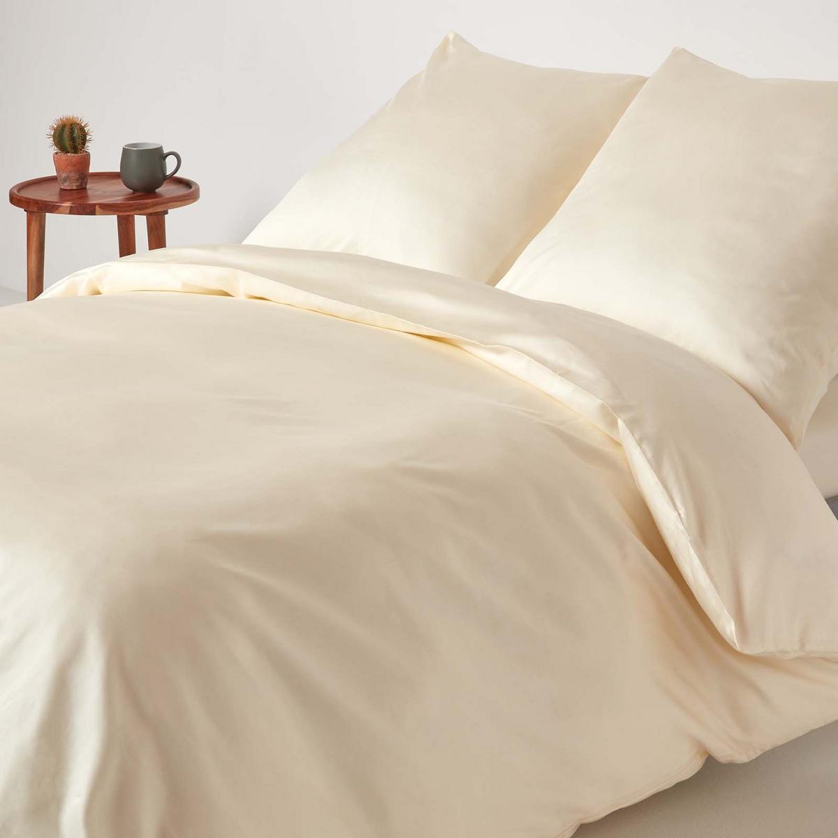 BIO-BETTWÄSCHE Satin Fadendichte 400 - Creme, Textil (155/220cm) - Homescapes