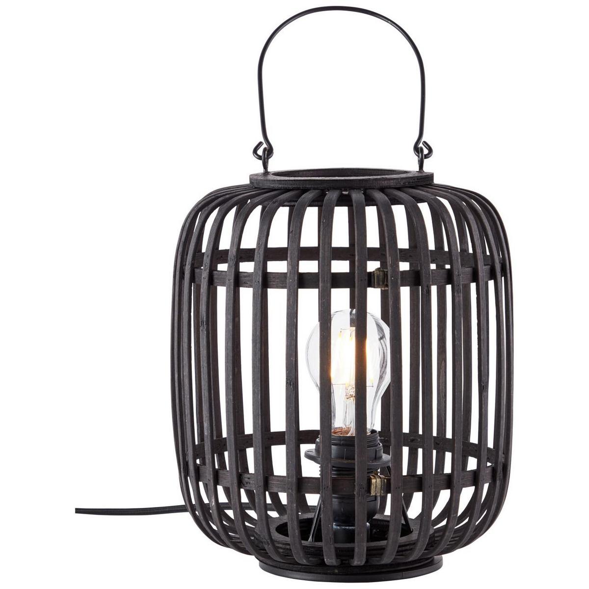 TISCHLEUCHTE Woodrow 93062/76 - Schwarz, Holz (21.5/21.5/43cm) - Brilliant