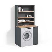 WASCHMASCHINENSCHRANK Paolina Anthrazit/Goldkraft Eiche 93.6 x 88.2 cm 2 Teile mit Schrank und Regal - Honigeiche/Anthrazit, Holzwerkstoff (93.6/88.2/60cm) - Livinity®