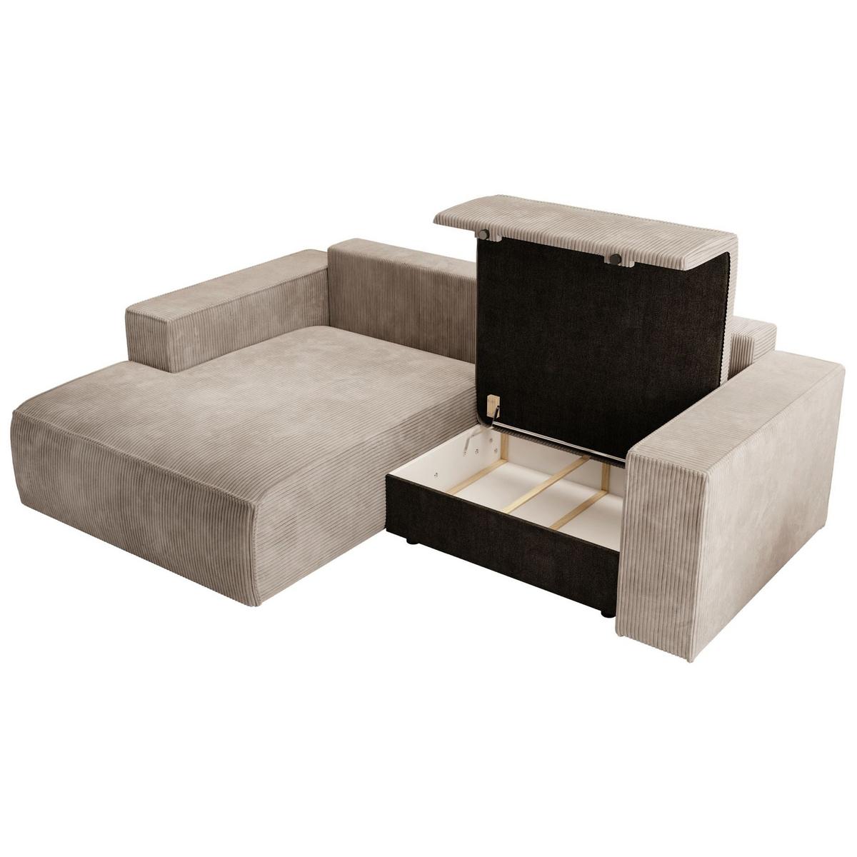 ECKSOFA Farese Mini mit Cordbezug Beige, links - Beige/Schwarz, Textil (240/167cm) - Selsey