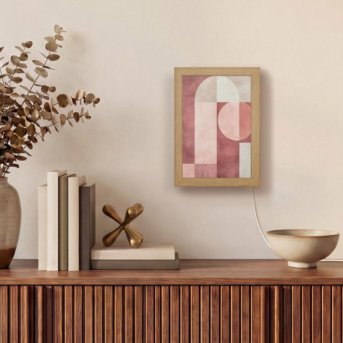 WANDLEUCHTE Figuren - Abstrakt - Rosa 15x20 cm - Altrosa, Holzwerkstoff (15/20/8cm) - OnlyWow