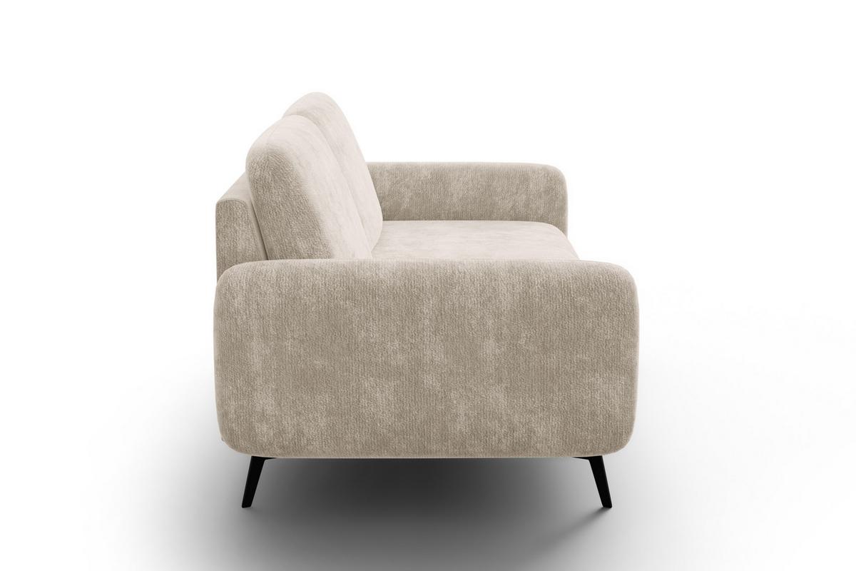 SOFA FEBE 3-Sitzer, cremefarbener Chenille-Stoff - Creme/Schwarz, Holz/Textil (190/82/96cm) - Wozimo