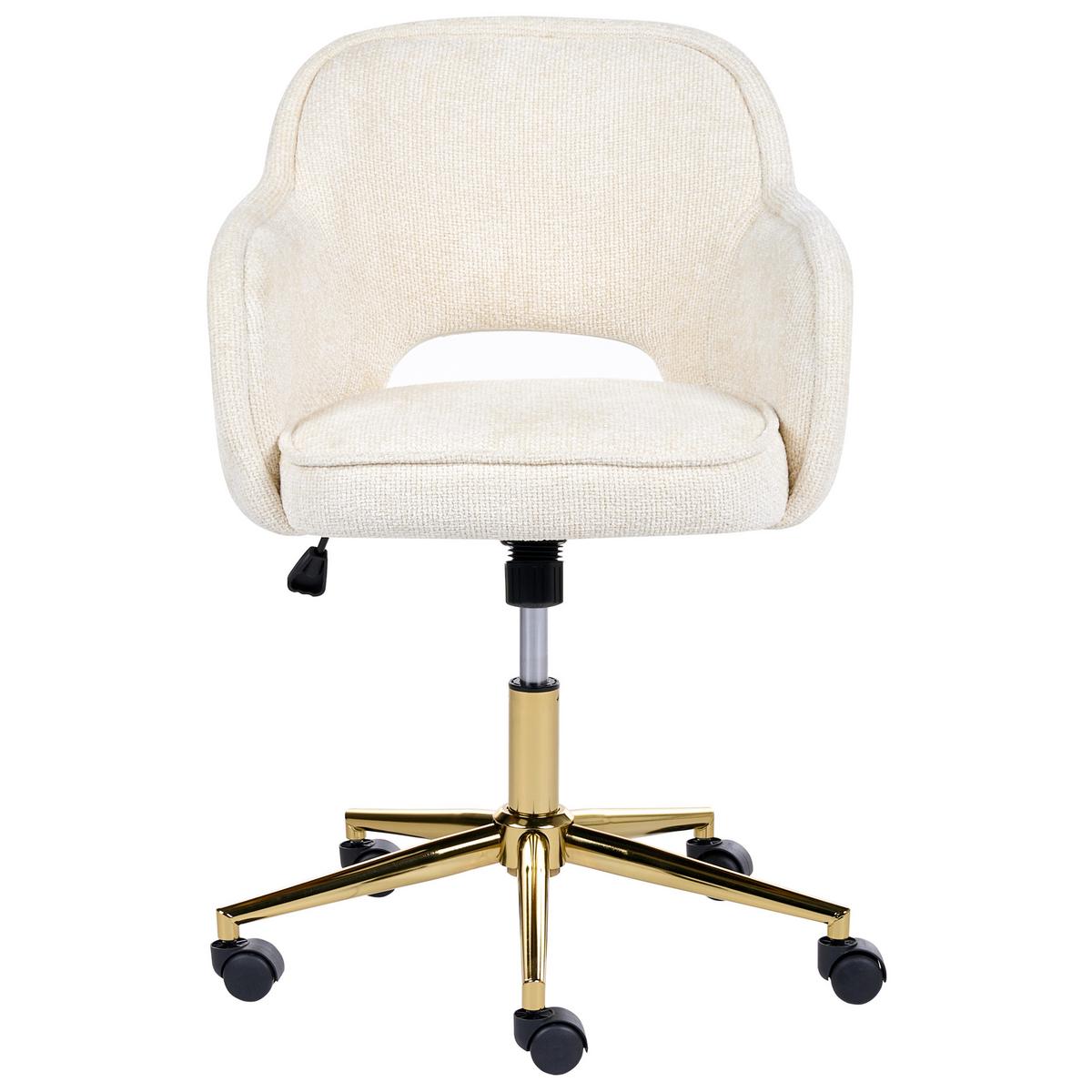 SCHREIBTISCHSTUHL Chenillegewebe Cremeweiß Ember - Creme, Textil (60/81/60cm) - Beliani