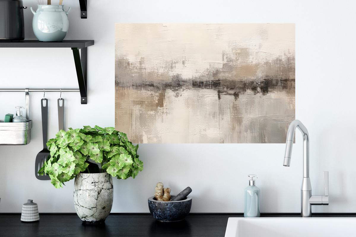 WANDTATTOO Moderne Kunst - Abstrakt - Beige Deko Wohnzimmer 60x40 cm - Beige, Kunststoff (60/40/0.1cm) - MuchoWow