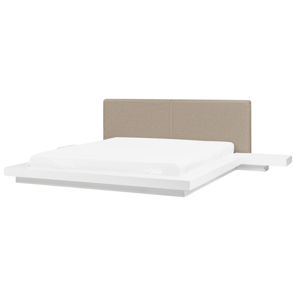 BETT mit LED 180/200 cm MDF-Platte Taupe Zen - Taupe, Holzwerkstoff (180/200cm) - Beliani