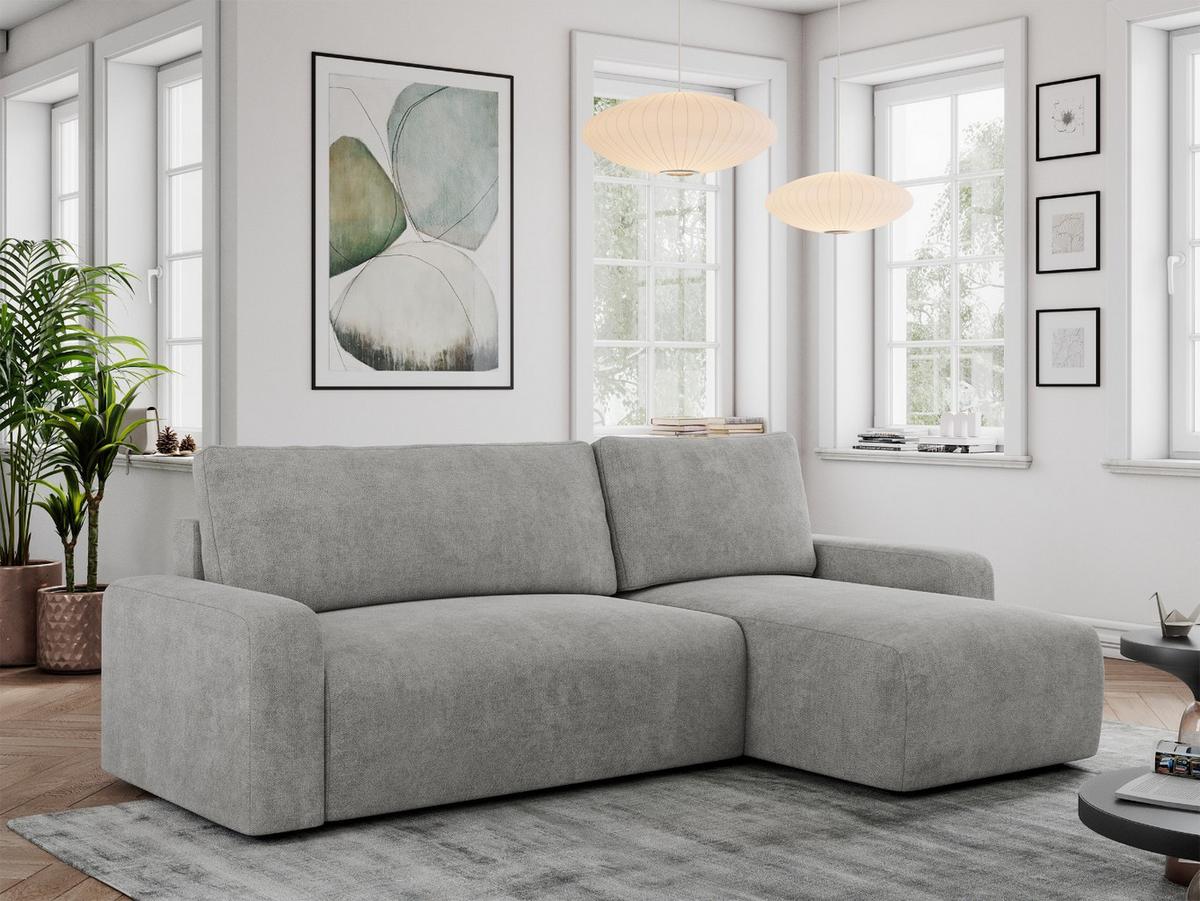 ECKSOFA ARGOS Hellgrau Struktur - Hellgrau/Schwarz, Kunststoff/Textil (245/150cm) - MKS