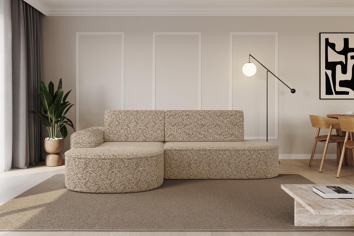 ECKSOFA mit Schlaffunktion und Bettkasten Ottomane Links MARI-L1-S - 283x167x73 cm Braun Tissu - Schwarz/Braun, Holzwerkstoff/Kunststoff (283/167cm) - ALTDECOR