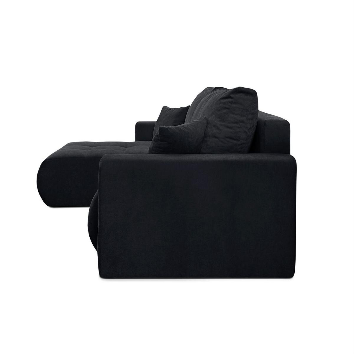 ECKSOFA Gepolstertes CLOUD mit Schlaffunktion und Bettkasten, Wind 99 - Schwarz, Textil (277/143cm) - Lookway