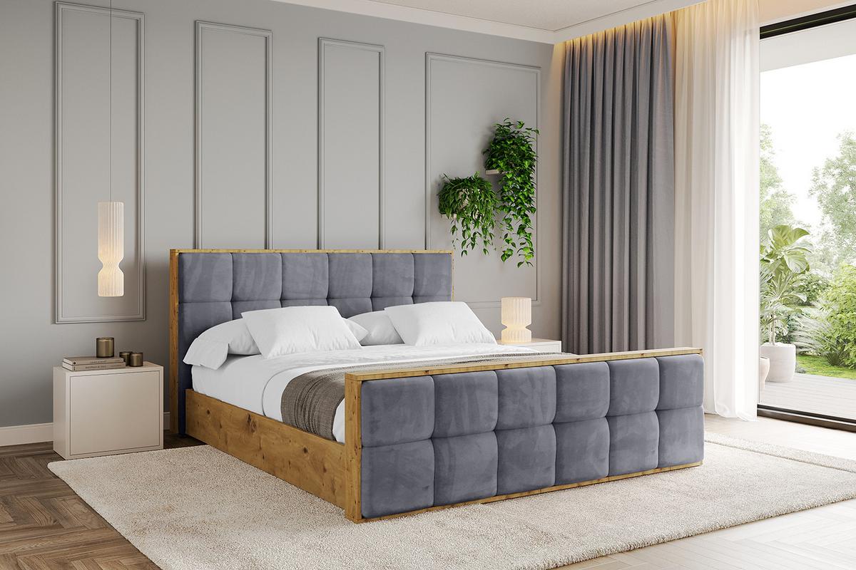POLSTERBETT mit Bettkasten, Fußteil und Lattenrost, Boxbett ohne Matratze - ENZO7-Z 200x200 - Dunkelgrau, Holzwerkstoff/Textil (200/200cm) - ALTDECOR