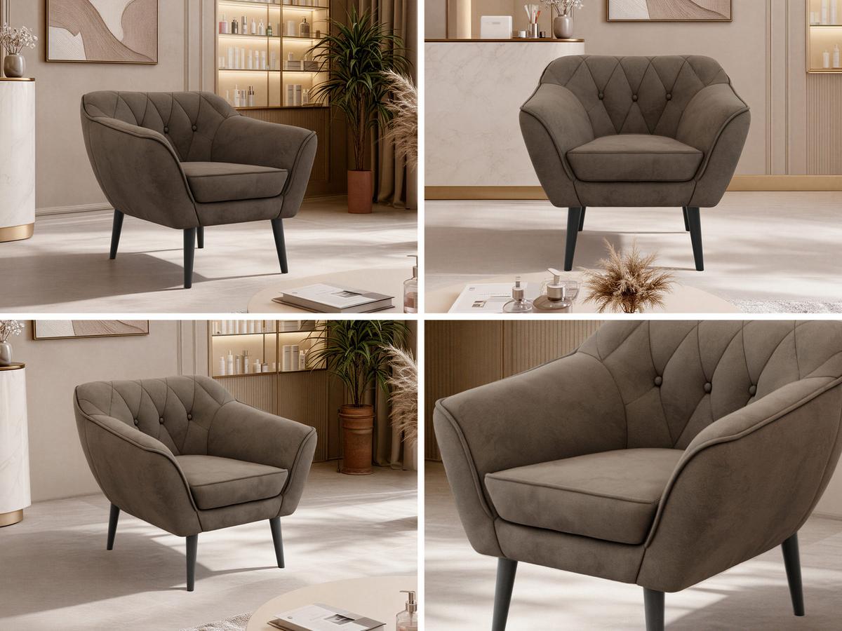 SESSEL PIRS - Braun Velvet - Schwarze Beine - Dunkelbraun/Schwarz, Holzwerkstoff/Textil (80/75/74cm) - MKS