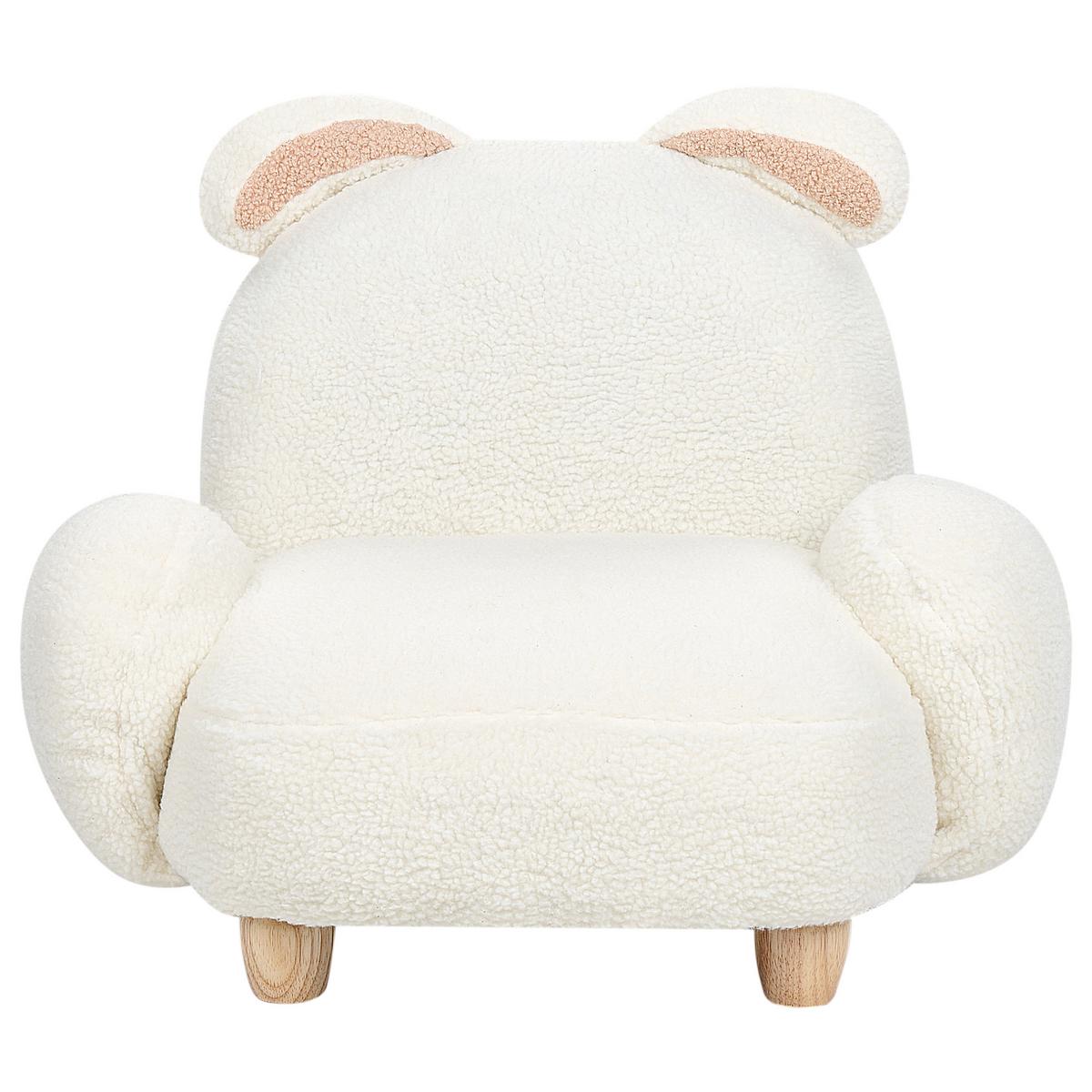 KINDERSESSEL Teddy-Optik cremeweiß Tierform Hase Kanna - Weiß, Kunststoff/Textil (65/45/51cm) - Beliani