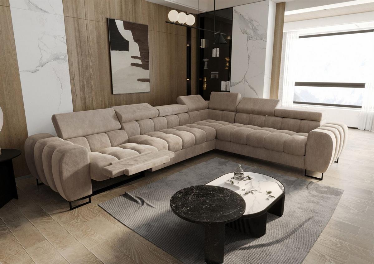 ECKSOFA Bastien Relax - Beige, Holzwerkstoff/Textil (330/260cm) - Fun Möbel