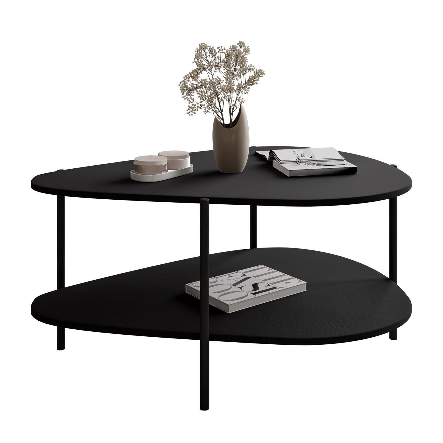 COUCHTISCH LUMI mit Ablage, Schwarz - Schwarz, Holzwerkstoff (65/90/45cm) - Lookway