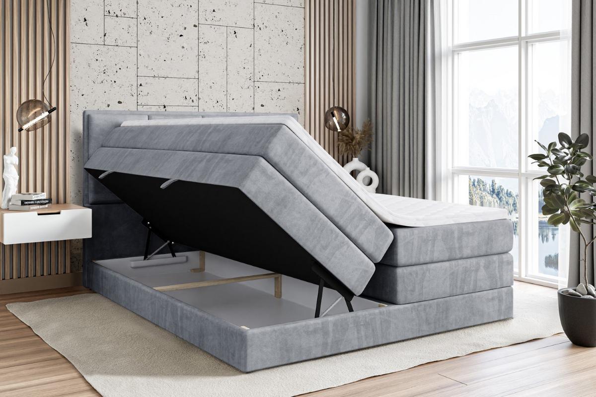 BOXSPRINGBETT NOVA KING - 180 x 200 - H3/H4 - Grau - Grau, Holzwerkstoff (180/200cm) - ALTDECOR