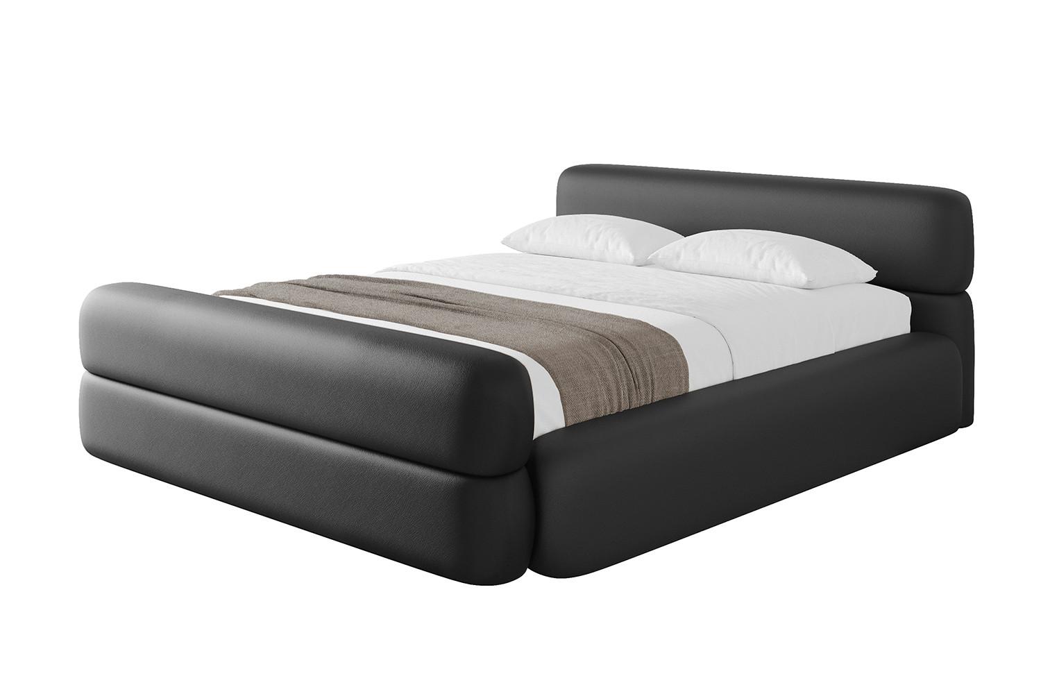 POLSTERBETT mit Bettkasten, Fußteil und Lattenrost, Boxbett mit Matratze H3/H4 - ENORA-Z-V1 180x200 Schwarz Kunstleder - Schwarz Hochglanz, Holzwerkstoff/Textil (180/200cm) - ALTDECOR