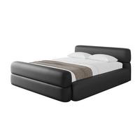 POLSTERBETT mit Bettkasten, Fußteil und Lattenrost, Boxbett mit Matratze H3/H4 - ENORA-Z-V1 180x200 Schwarz Kunstleder - Schwarz Hochglanz, Holzwerkstoff/Textil (180/200cm) - ALTDECOR