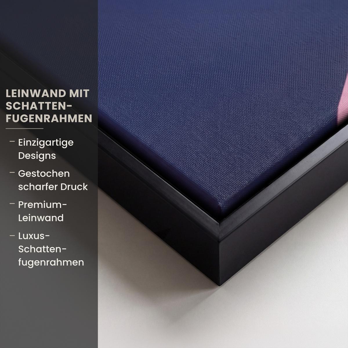 LEINWAND Bilder mit Rahmen - Katze - Treppe - Gebäude - Schattenkontraste - 60x40 - Dunkelblau, Textil (60/40cm) - MuchoWow