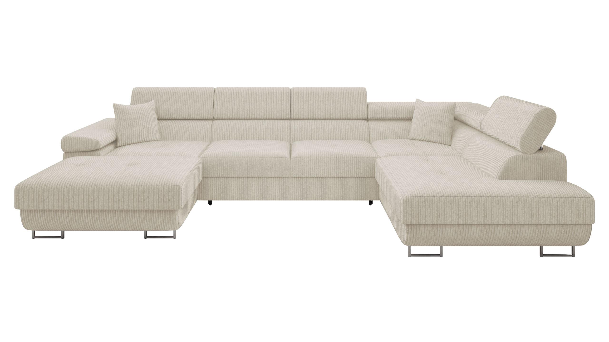 WOHNLANDSCHAFT Torezio Bis Cord, Seite: Rechts - Beige, Holz/Textil (346/90/203cm) - MIRJAN24
