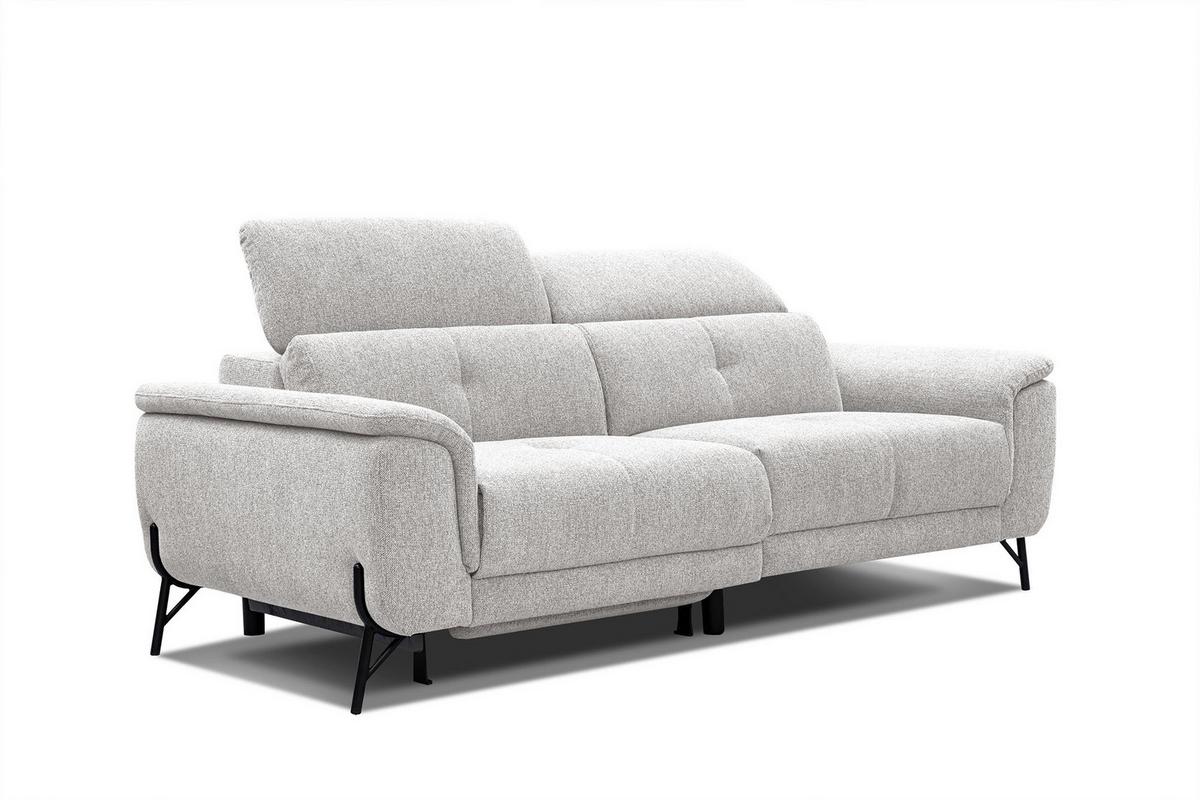 SOFA AVENA 3-Sitzer mit 1 Relaxfunktion, hellgrau - Hellgrau, Holzwerkstoff/Textil (204/80/108cm) - Wozimo