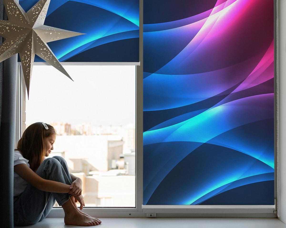 INNENROLLO - Fensterrollo - Rollo - 130x140 cm - Farbenfrohe Animation - Blau, Kunststoff (130/140/0.5cm) - TULUP