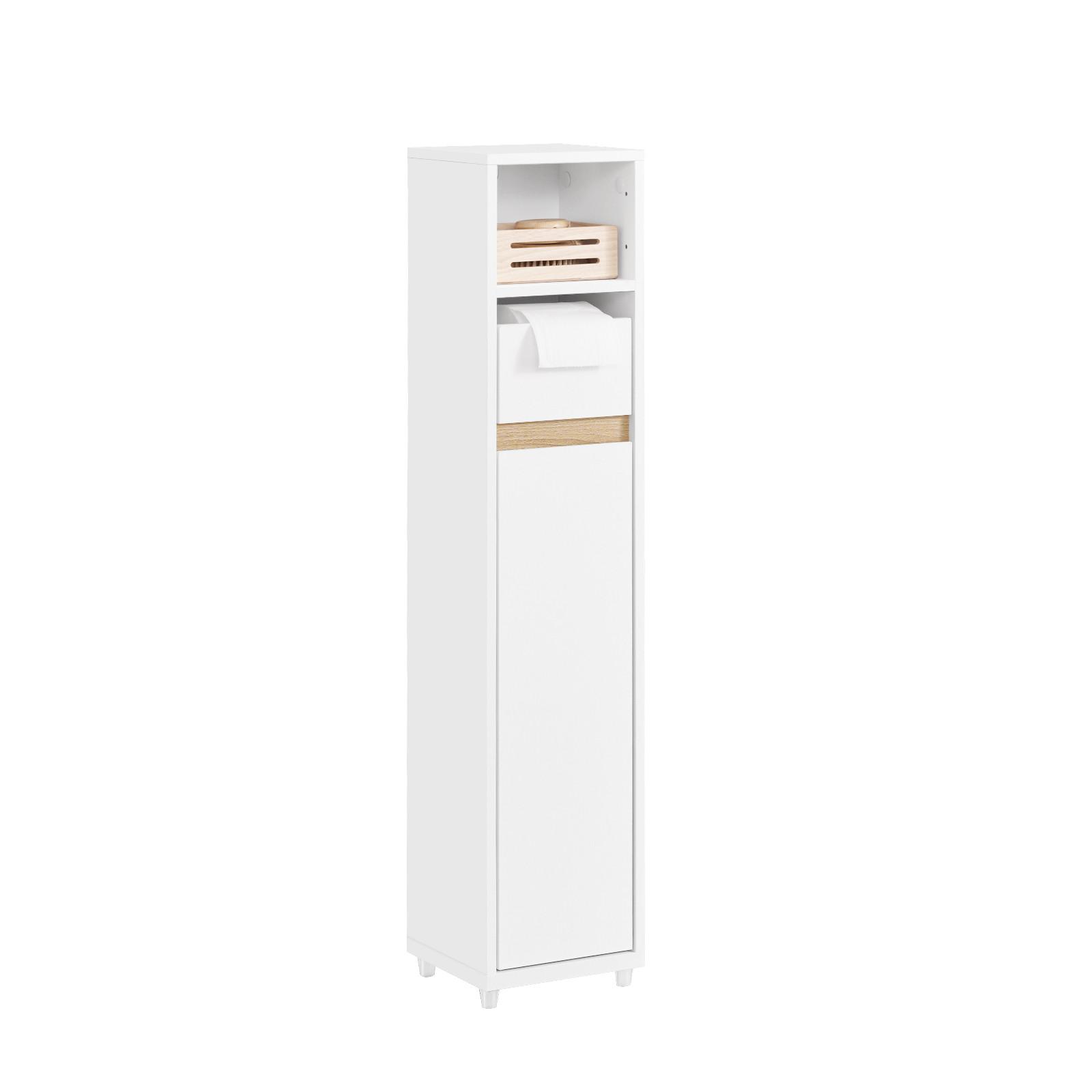 TOILETTENSCHRANK, Badschrank schmal, 20x96x20cm, Weiß - Weiß, Holzwerkstoff (20/96/20cm) - SoBuy