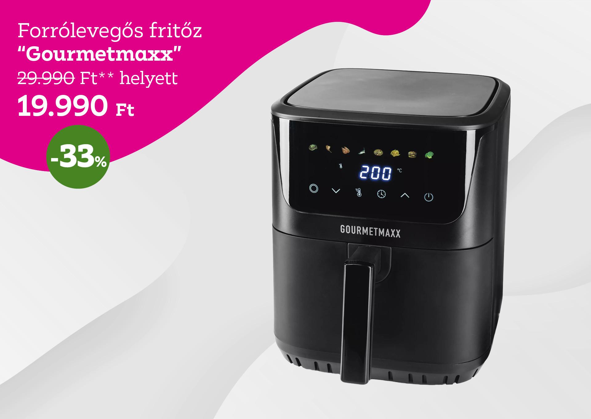 Forrólevegős fritőz GOURMETMAXX 29990 Forint helyett 19990 Forint, kedvezmény mértéke 33%