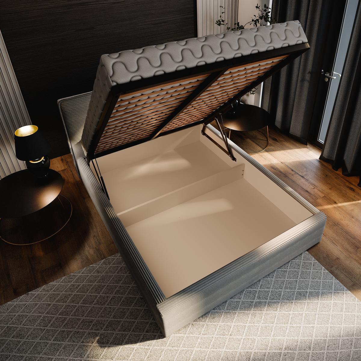 POLSTERBETT PARMA 120x200 cm mit Bettkästen - Braun - Braun, Holz/Textil - MASSENO