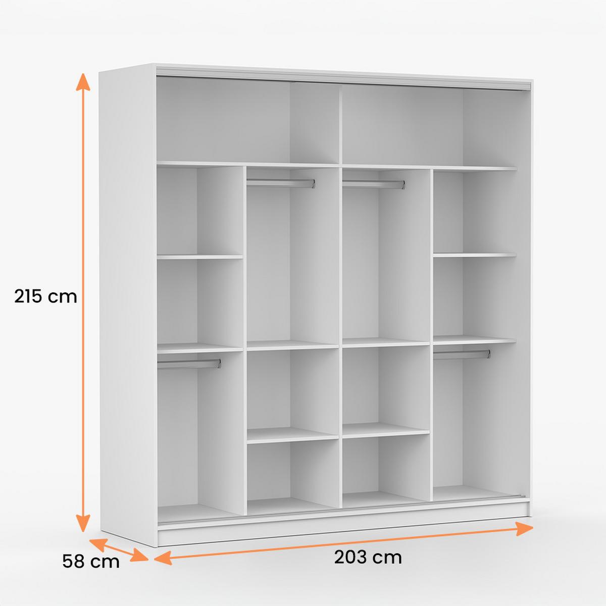 KLEIDERSCHRANK Tokyo M 203 cm, 203/215/58, 2-türig, weiß - Weiß, Holzwerkstoff (203/58/215cm) - imoebel24