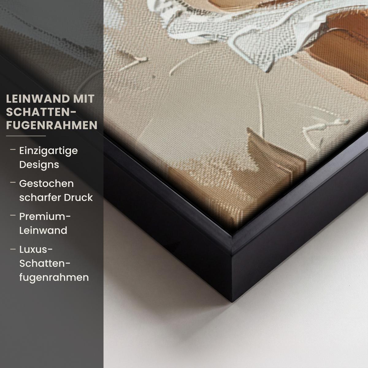 LEINWAND Bilder mit Rahmen - Frau - Farbe - Abstrakt - Beige - Modern - 50x50 - Sandfarben, Textil (50/50cm) - MuchoWow
