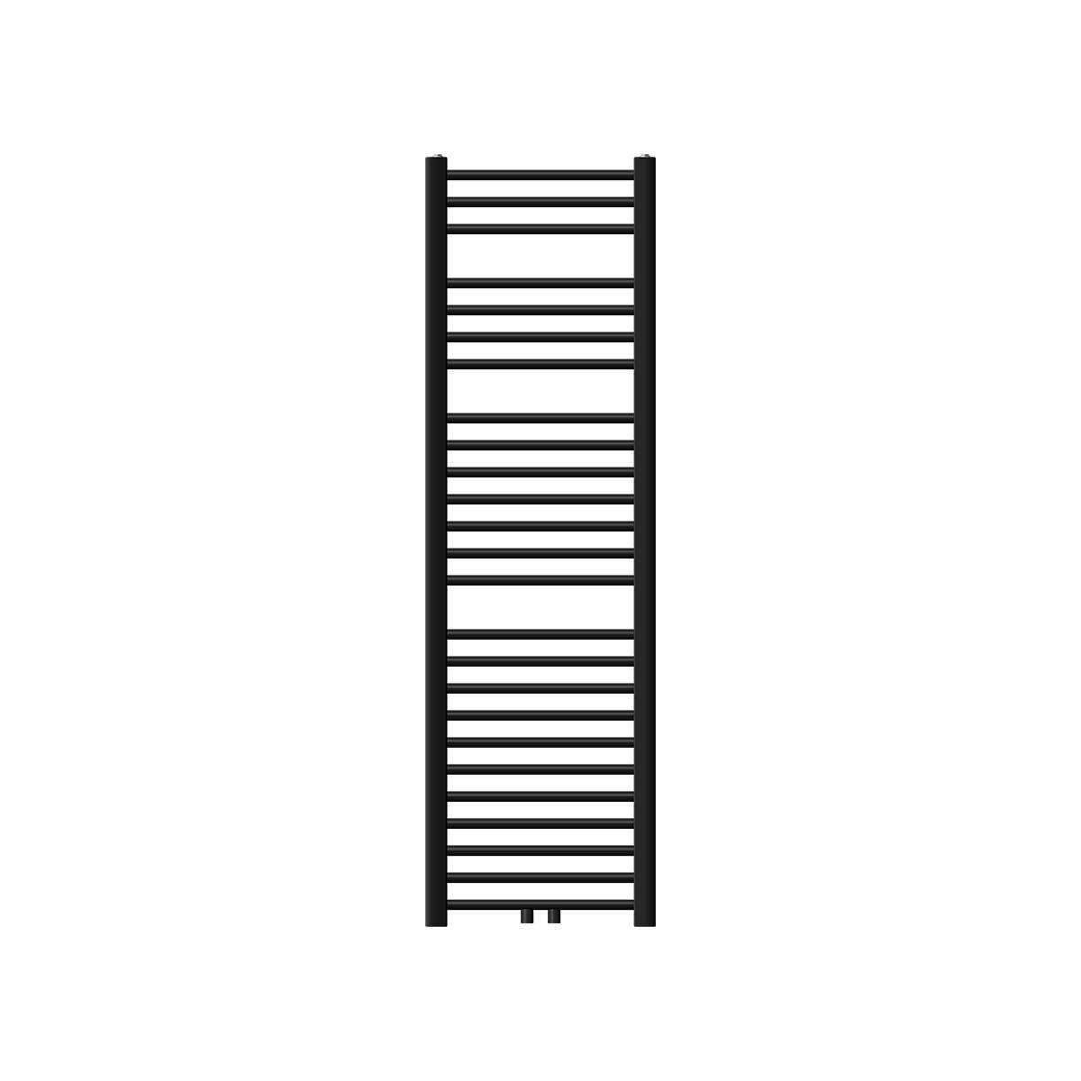 BADHEIZKÖRPER Sahara 400x1500 mm Schwarz gerade mit Ventil Durchgang - Schwarz, Metall (40/150/3cm) - LuxeBath