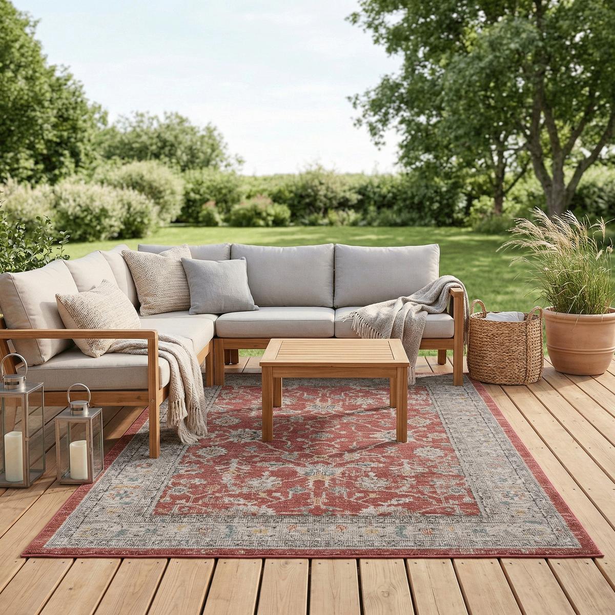 INDOOR OUTDOOR TEPPICH LAGOS VINTAGE - Rot, Textil (140/200cm) - Pergamon