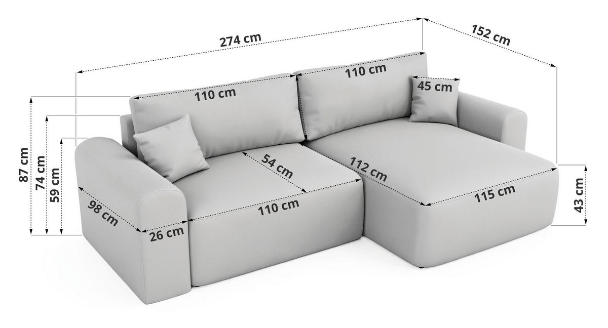 ECKSOFA NEKSON L - Beige Cord - Beige/Schwarz, Kunststoff/Textil (274/152cm) - MKS
