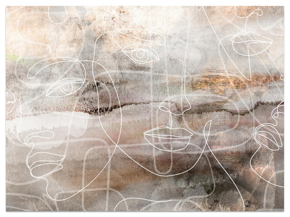 FOTOTAPETE für Wohnzimmer Gesichter Abstraktion 200x140 - Beige/Braun, Papier (200/140cm) - Muralo