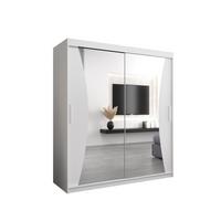 SCHWEBETÜRENSCHRANK 200/180/62 2-türig - Silberfarben/Weiß, Holz/Kunststoff (180/200/62cm) - MÖBEL KRYSPOL