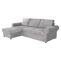 ECKSOFA Monaco Cord - Hellgrau/Schwarz, Holz/Textil (246/155cm) - MIRJAN24