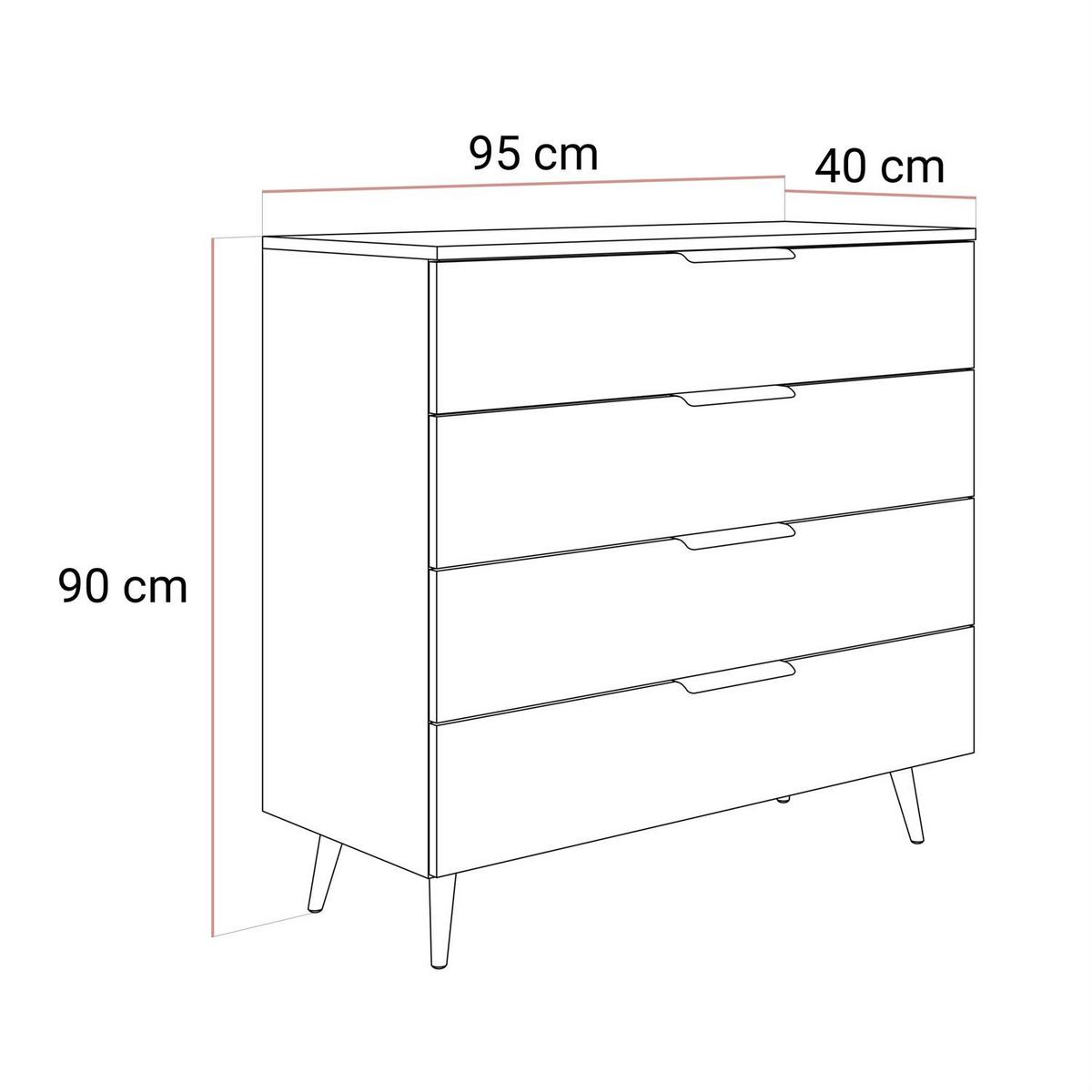 KOMMODE LINA KASCHMIR 95 LED auf hohen Beinen Schwarz - Kaschmir, Holzwerkstoff (95/90/40cm) - Lookway
