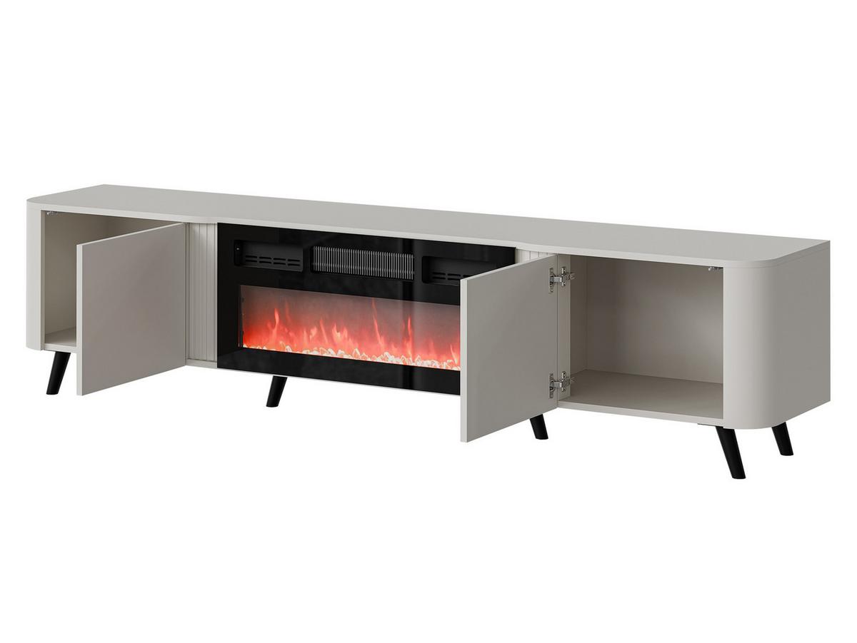 TV-LOWBOARD Volare 200 EF mit Kamin - Nussbaumfarben/Schwarz, Holzwerkstoff/Kunststoff (200/49/39cm) - MIRJAN24