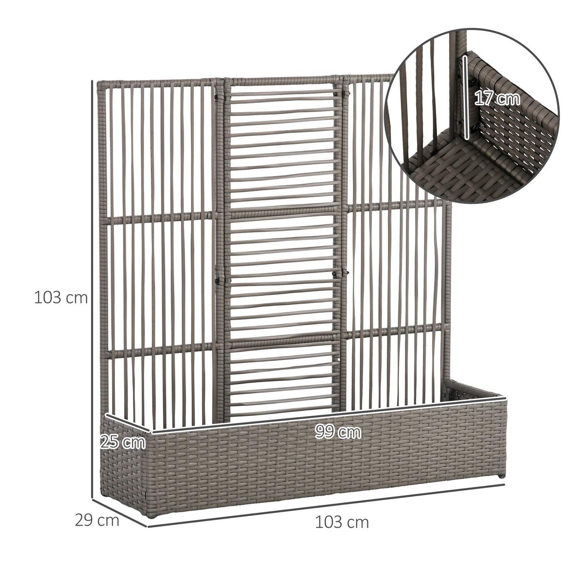 HOCHBEET PE-Rattan Stahl Grau - Grau, Kunststoff (29/103/103cm) - Outsunny