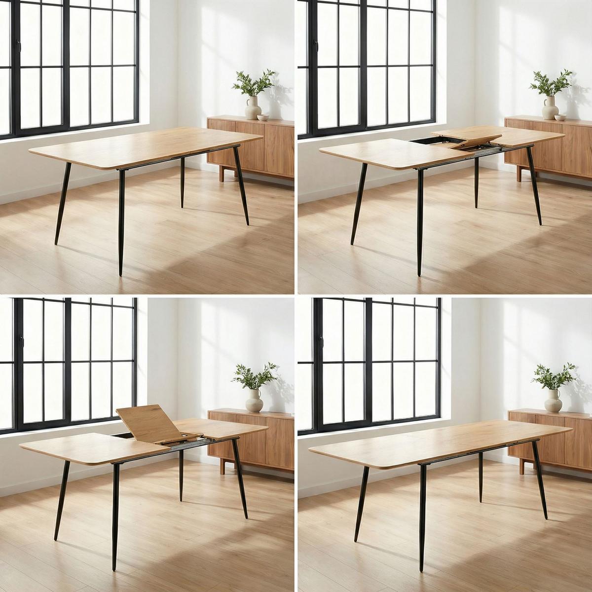 ESSTISCH ORSA Eiche - Eichefarben, Holzwerkstoff/Metall (80/160/76cm) - IDIMEX