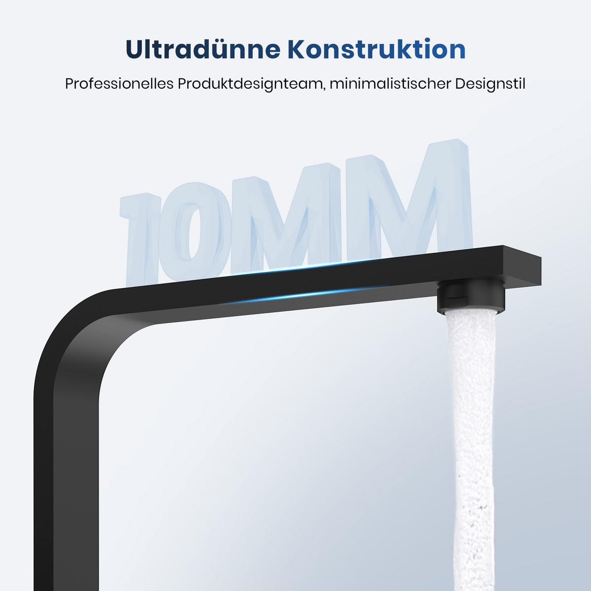 KÜCHENARMATUR mit 360° Drehbar Edelstahl Einhebelmischer Schwarz Matt - Schwarz, Metall (22.5/10.1/30.3cm) - EMKE