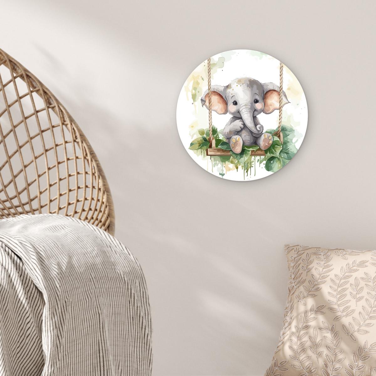WANDBILD Elefant - Tier - Kinder - Dschungel Deko Wohnzimmer 30x30 cm - Hellgrau, Kunststoff (30/30cm) - MuchoWow