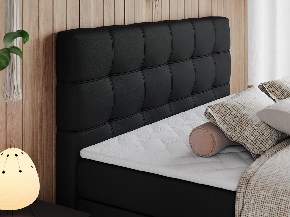 BOXSPRINGBETT ERNI KING 140/200 Schwarz Kunstleder - H4 - Schwarz, Holz/Textil (140/200cm) - MKS
