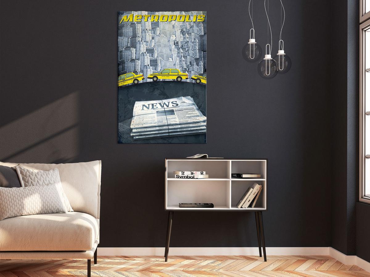 KUNSTDRUCK Grau 80/120 cm - Gelb/Grau, Textil (80/120cm) - KUNSTLOFT