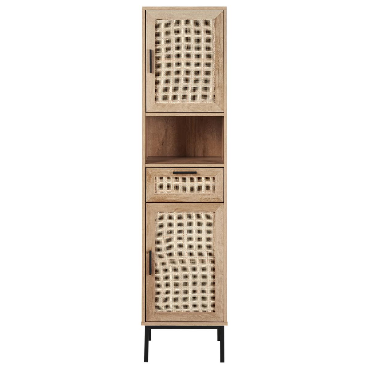 BAD-WANDSCHRANK 40 cm Hellbraun Rosell - Naturfarben/Braun, Holzwerkstoff (40/165/36cm) - Beliani