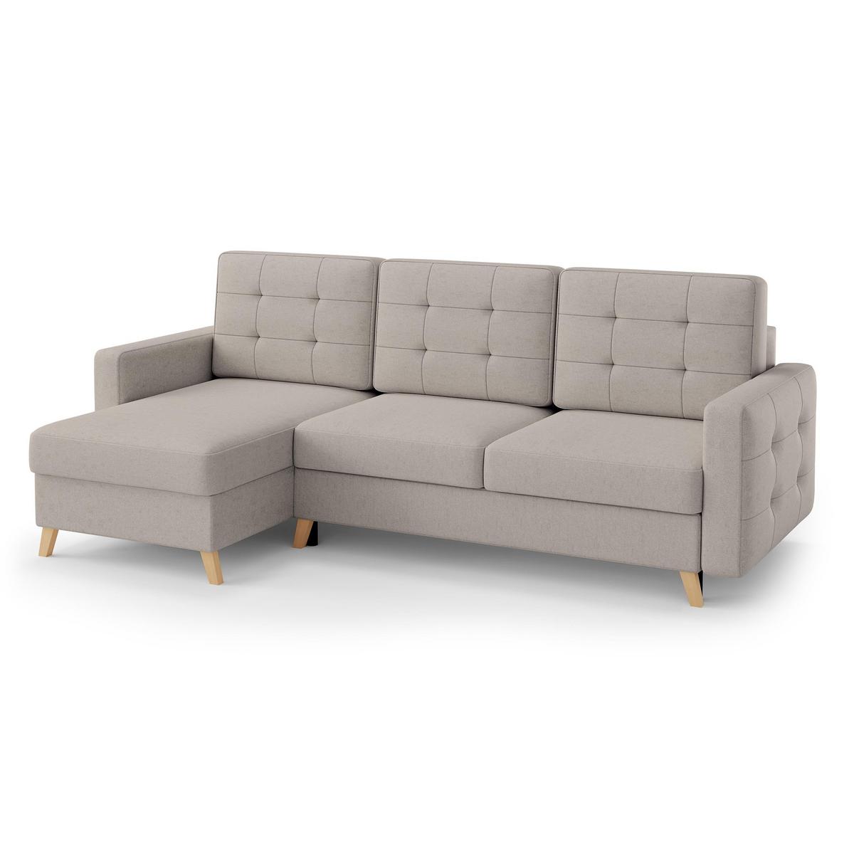 ECKSCHLAFSOFA Vinci mit universelle Ottomane, Cappuccino - Buchefarben/Cappuccino, Textil (236/151cm) - Beautysofa