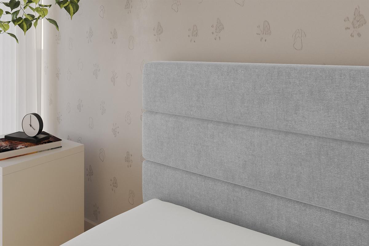 EINZELLBETT Jugendbett mit Bettkasten, Rechts - BEMY 100x200 Grau - Silberfarben, Holzwerkstoff/Textil (100/200cm) - ALTDECOR