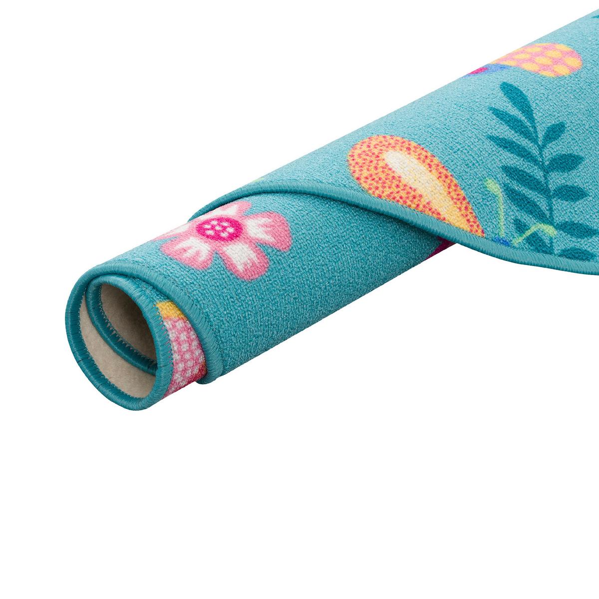 KINDER SPIEL TEPPICH SCHMETTERLING RUND - Türkis, Textil (100/100cm) - Snapstyle