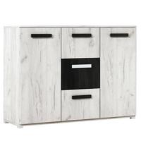 KOMMODE 120/102/42 cm VIVA 3S2D Craft Eiche Weiß, Craft Eiche Weiß + Schwarze Norwegische Kiefer - Schwarz/Weiß, Holz (120/102/42cm) - imoebel24