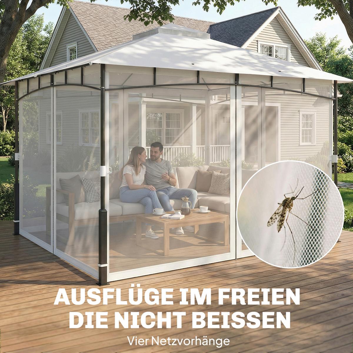 PAVILLON Metall Polyester Schwarz - Schwarz, Textil/Metall (300/275/360cm) - Outsunny
