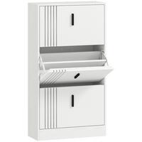 SCHUHSCHRANK MDF Weiß - Schwarz/Weiß, Holzwerkstoff/Metall (24/117/63cm) - HOMCOM